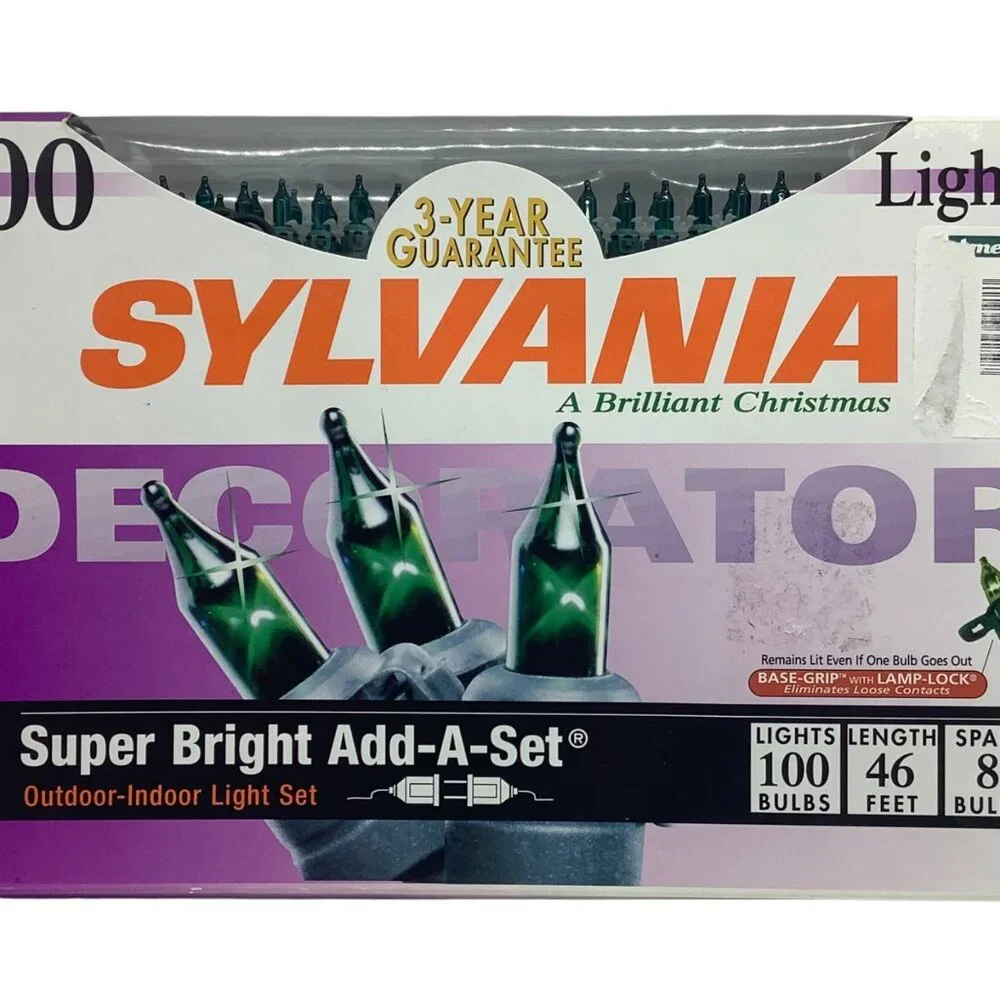 Sylvania 100 Super Bright Add-A-Set Outdoor-Indoor Christmas Light Set 46 Ft NeW
